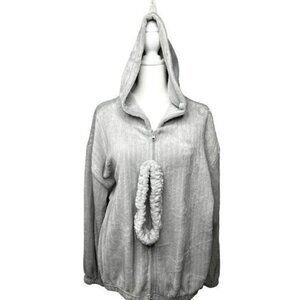 Life Rocks Gray Hooded Zip-Up Jacket With Headband Accessory Size XL